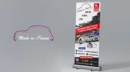 Réalisation design rollup Kakémono communication visuele création site internet Made in France 4L Trophy 2020