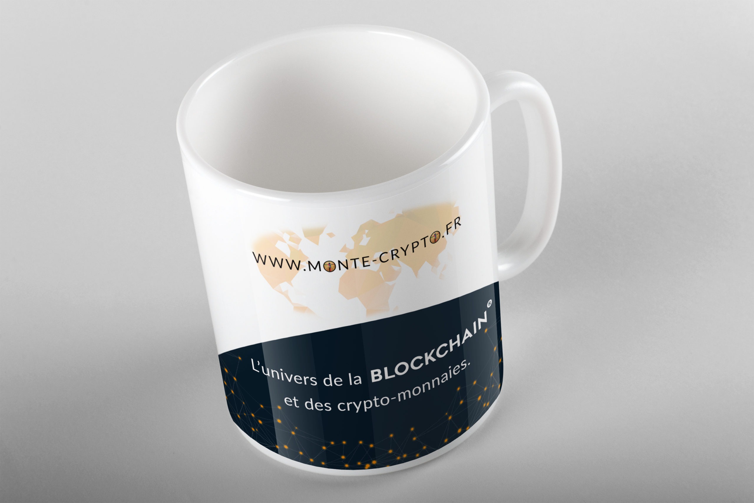 Mug design communication visuele création site internet Monte-Crypto Blockchain