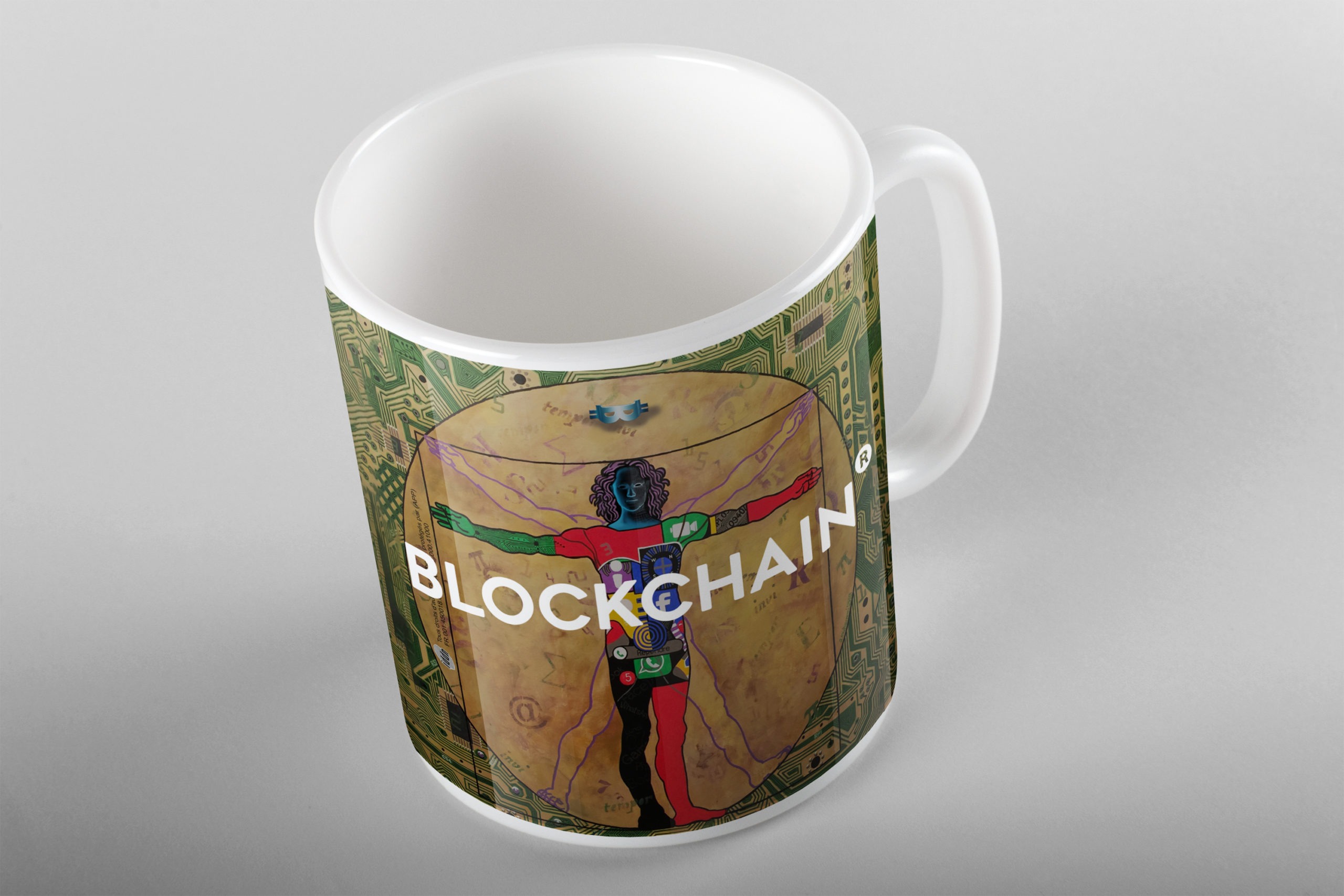 Design mug communication visuele création site internet Monte-Crypto Blockchain