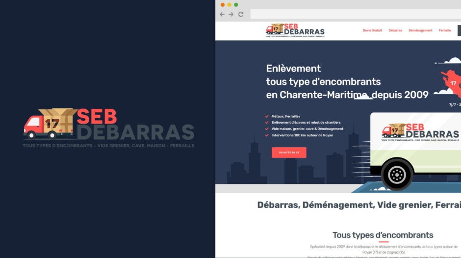 Création site internet Débarras Enlèvement Encombrants Seb-Débarras 17 Charente-Maritime